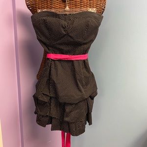 Speechless Black Polka Dot Strapless Party Dress